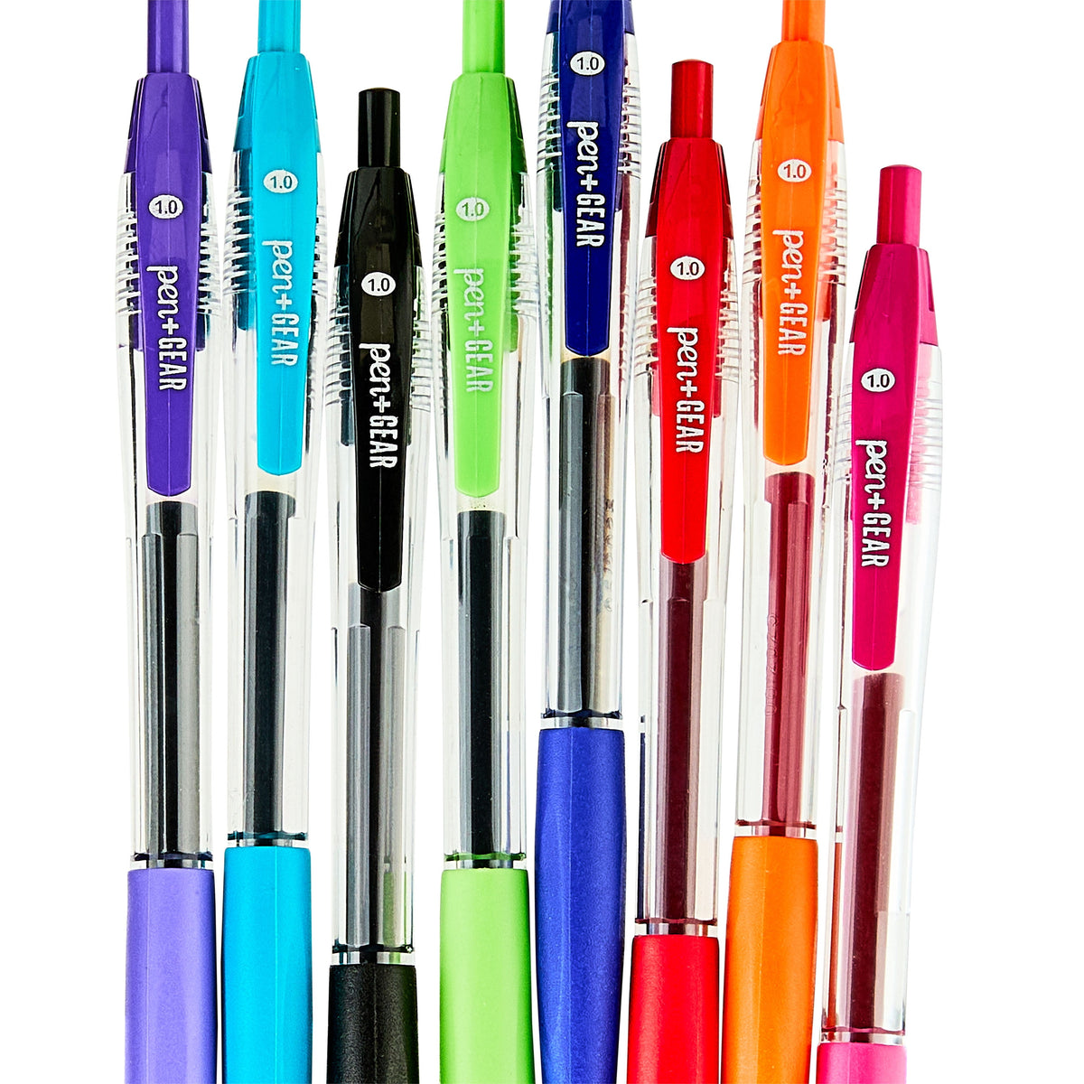 Pen+Gear Retractable Ballpoint Pens, Medium Point, 1.0 mm, 8 Count, Assorted Colors